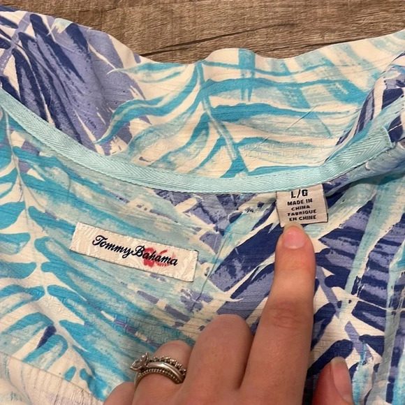 Tommy Bahama - Island Zones San Juan Fronds Silk Button Down Shirt Blue - Large - Picture 8 of 11